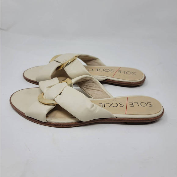 Sole Society Sainne Sandal Size 8M Crisscross Straps Slip On Flat Slides White - Picture 5 of 8